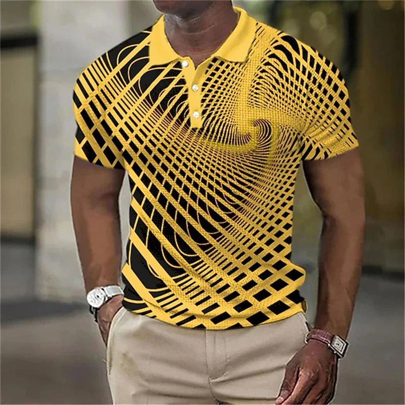 Summer Men's Collar Polo Shirt Golf Optical Illusion 3d Print Street Short Sleeves Print Clothing Designer Breathable Shirts - Chrissy's Eye
