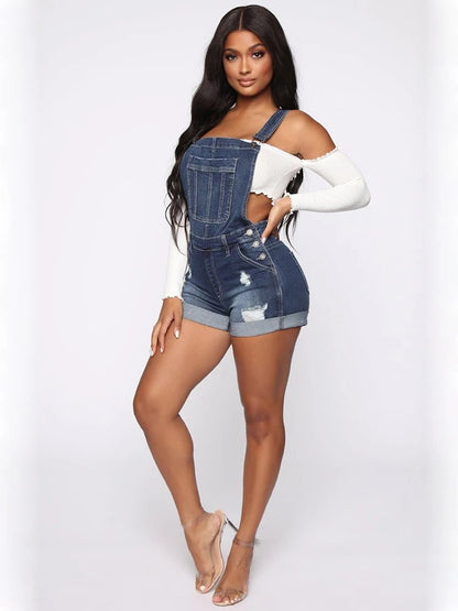 Women Shorts Overalls Ripped Jeans Lady Stretch Rompers - Chrissy's Eye