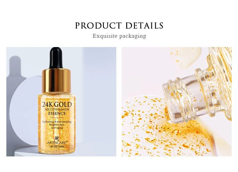 ARTISCARE Gold Niacinamide Face Essence 30mL for Dry Skin Moisturizing Hyaluronic Acid Serum - Chrissy's Eye