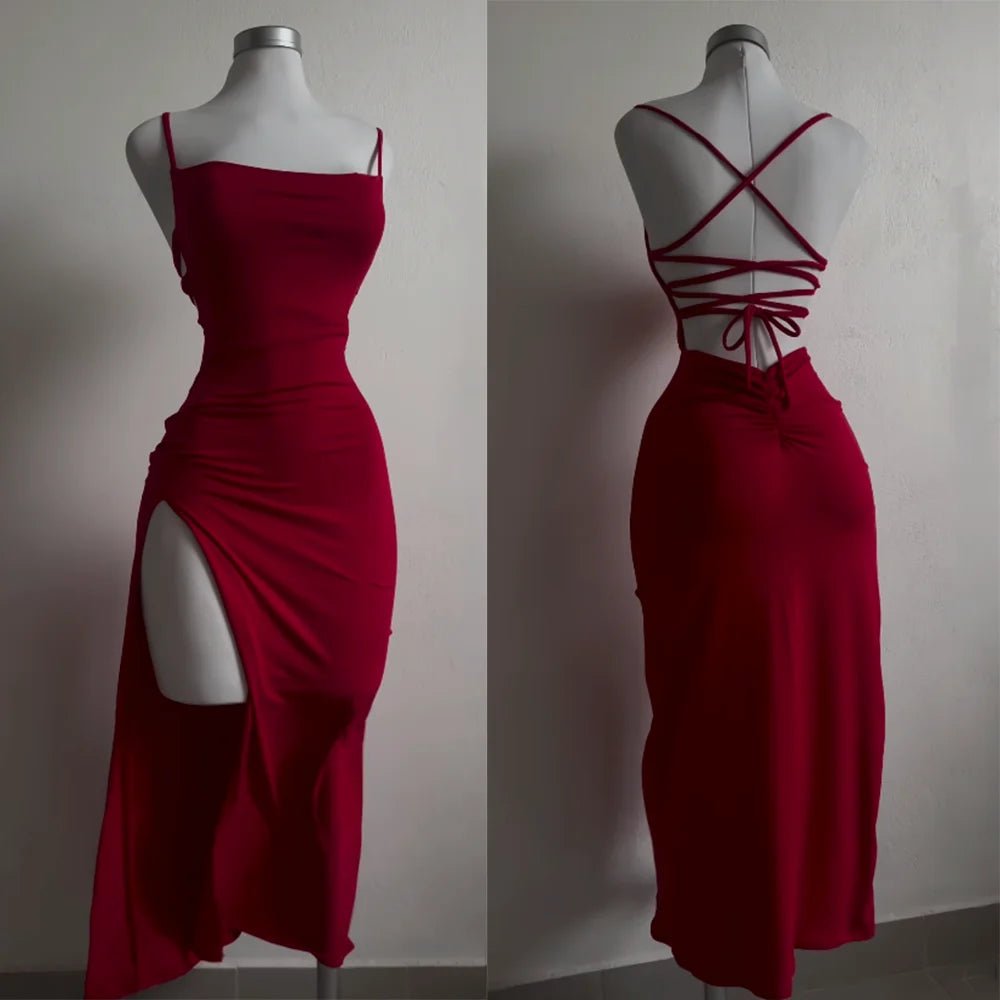 explosive new dress summer high sensibility halter strap Spice Girl bag hip dress - Chrissy's Eye