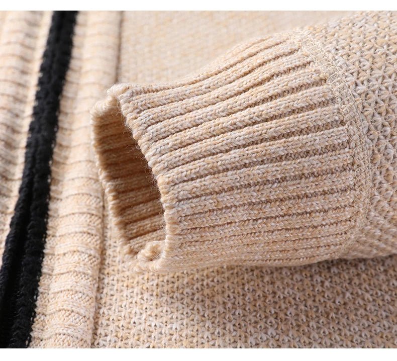 Men's Stand-up Collar Knit Sweater Autumn Winter New Cardigan Tops Korean Slim Solid Color Sweatercoat Jacket - Chrissy's Eye