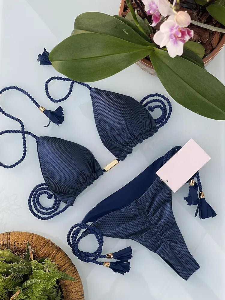 Adjustable Bandage Bikini Set 2023 Swimwear Swimsuit Woman Sexy Bathing Suits Solid Bikinis Triangle Female Summer Beachwear - Chrissy's Eye