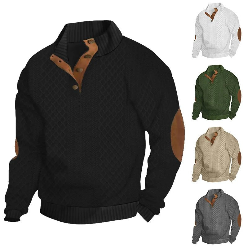 2024 cross-border hot-selling autumn and winter men's casual stand-up collar long-sleeved jacquard knitted pullover sweater - Chrissy's Eye