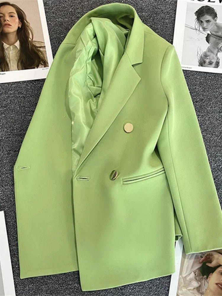 Women Suit Blazer Elegant Coat 2025 Spring Autumn Fashion Korean Blazer Luxury Double Breasted Jacket Solid Ladies Tops Clothes - Chrissy's Eye