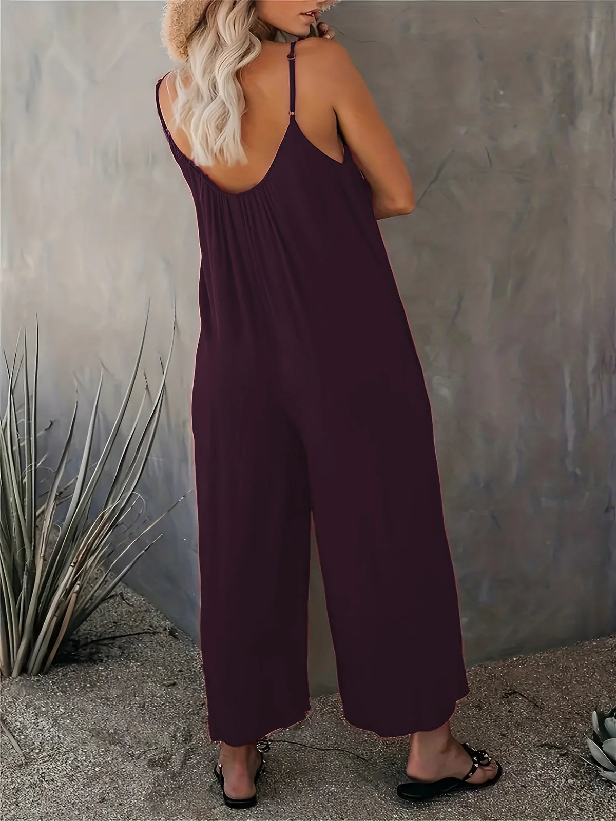 Plus Size Women's 2025 Summer Jumpsuit - Sleeveless Wide Leg Romper with Side Pockets, Casual One Piece Outfit - Chrissy's Eye