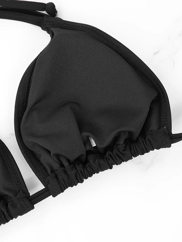 2 Pcs/Set Women's Bikini Split Set Summer Leisure Vacation Style Hanging Neck Bareback Strap Bikini Set Beach Women's Swimsuit - Chrissy's Eye