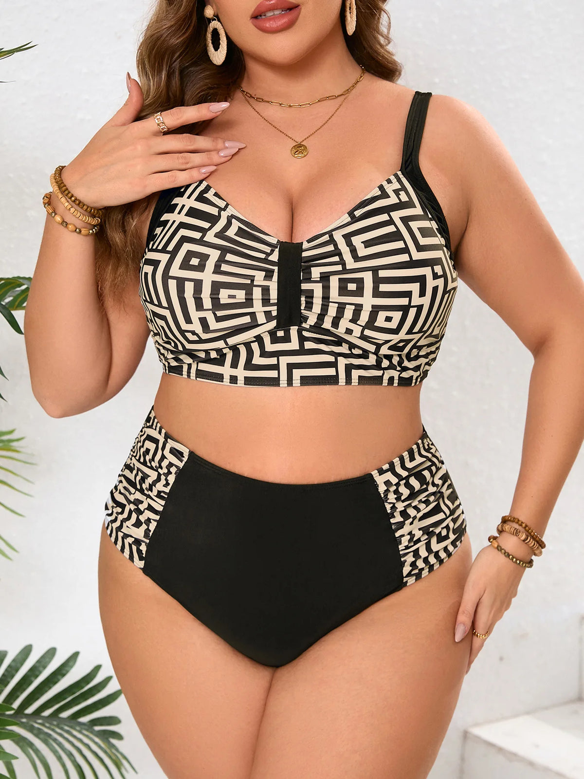 Plus Size High Waist Bikini Women's Push Up Large Size Swimsuit 2025 Summer Mujer Big Size Tummy Control Swimwear Bikini Sets - Chrissy's Eye