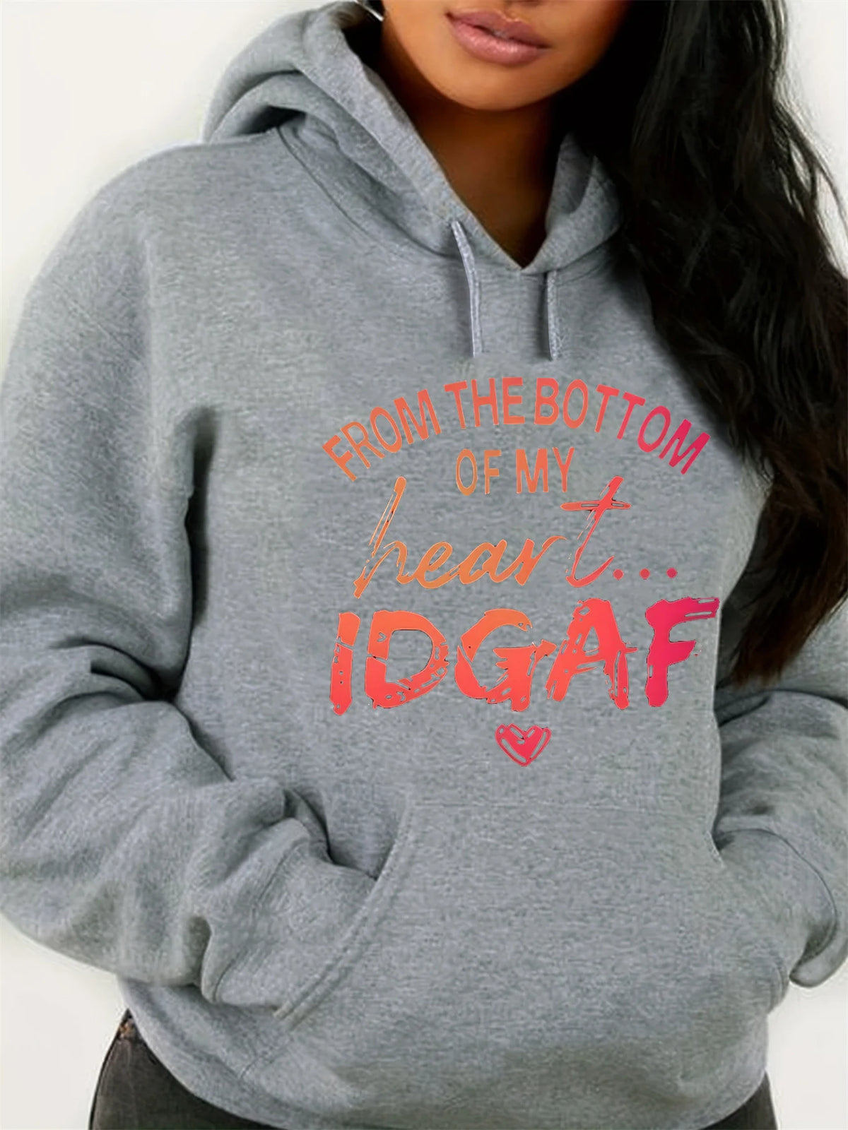 Women's autumn and winter warm and loose casual letter pattern printed velvet long sleeved hooded sweatshirt - Chrissy's Eye