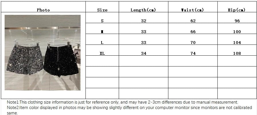 New Autumn Black Velvet Shorts Women Sequined Shiny Versatile Short Pants Clubwear Shorts Hot Pants High Street - Chrissy's Eye