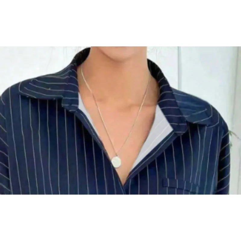Plus Size Women's Elegant Long Sleeve Turn-down Collar Casual Baggy Shirts Women Vintage Classic Striped Blouse ﻿ - Chrissy's Eye