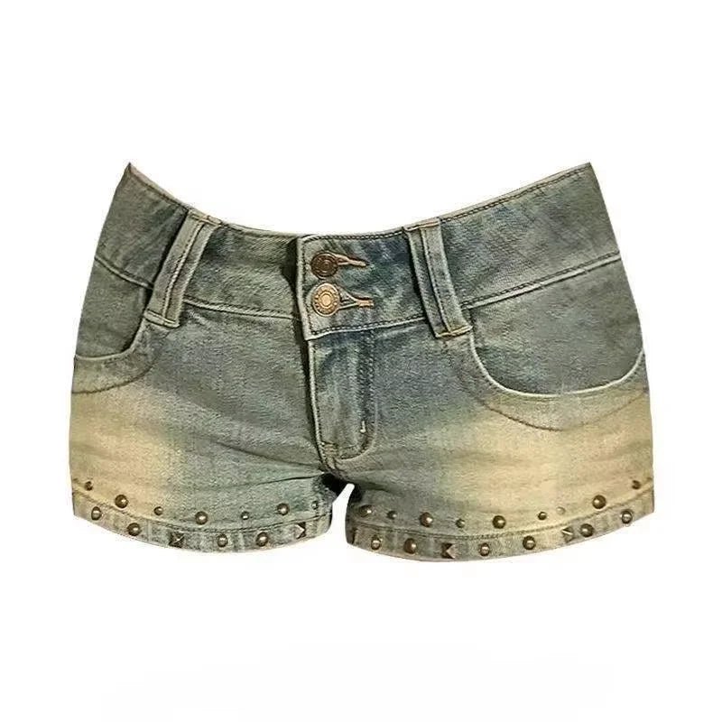 Y2k Streetwear Harajuku E-girl Summer Women 2000s Grunge Kpop Japanese Gyaru Low Rise Jean Shorts Slim Denim Hot Pants Trashy - Chrissy's Eye