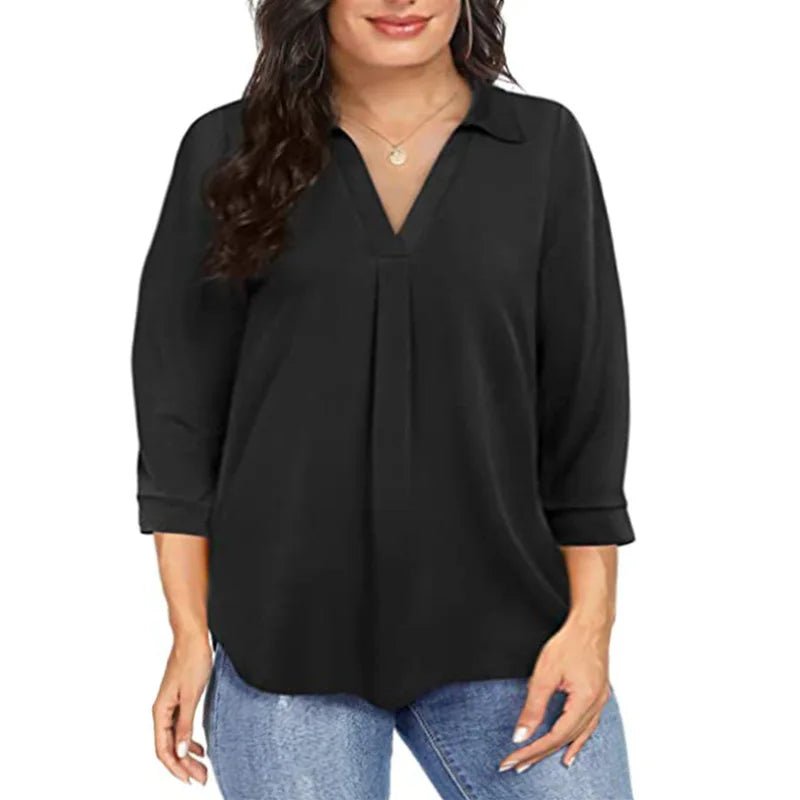 Women's 1XL-5XL Plus Size Chiffon women's pullover oversized loose V-neck shirt top plus size women clothing - Chrissy's Eye