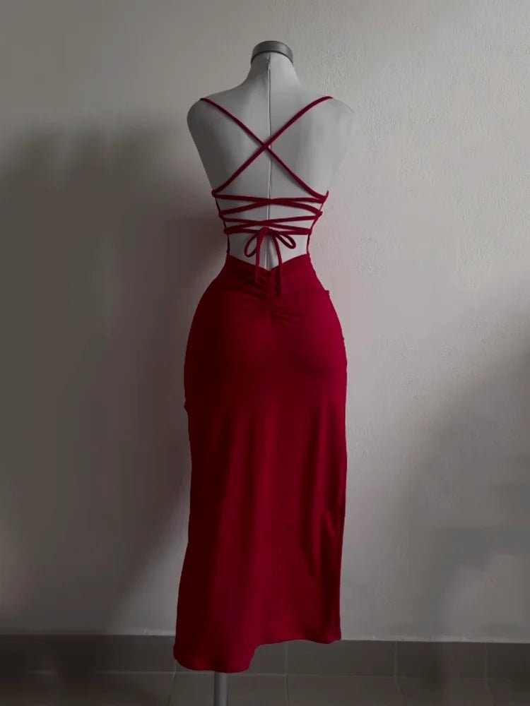 explosive new dress summer high sensibility halter strap Spice Girl bag hip dress - Chrissy's Eye