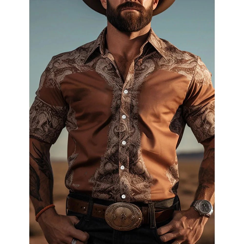 Men's Two-Tone Western-Style Button-Up Shirt - Chrissy's Eye