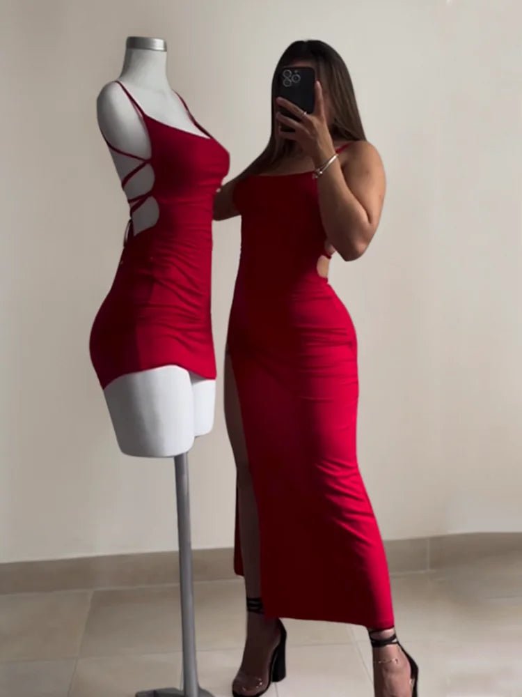 explosive new dress summer high sensibility halter strap Spice Girl bag hip dress - Chrissy's Eye