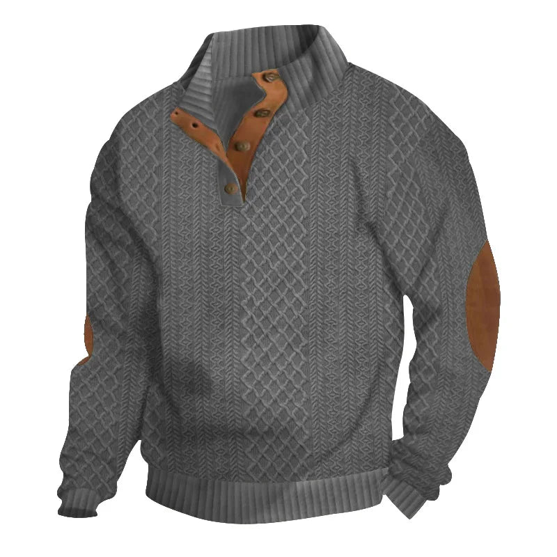 2024 cross-border hot-selling autumn and winter men's casual stand-up collar long-sleeved jacquard knitted pullover sweater - Chrissy's Eye