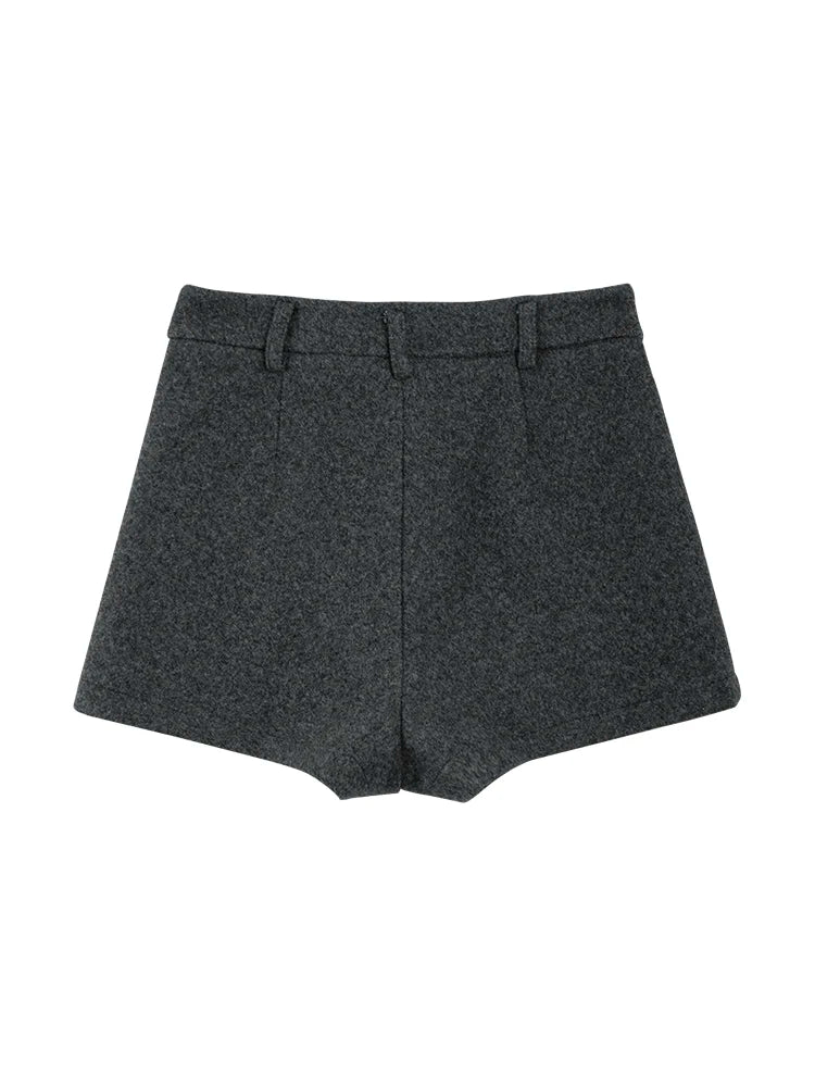 Women's 2025 Winter Thick Wool Blend Shorts - Korean High Waisted Slimming Bodycon 3/4 Booty Shorts - Chrissy's Eye