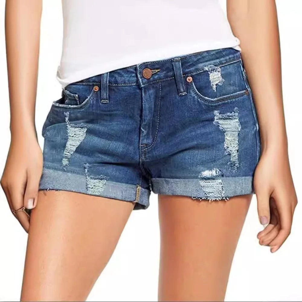 Summer Students Denim Shorts Women 2026 Female Harajuku Cotton HOLE Jeans Ladies Elastic Pockets Harem Trousers Short Pants - Chrissy's Eye