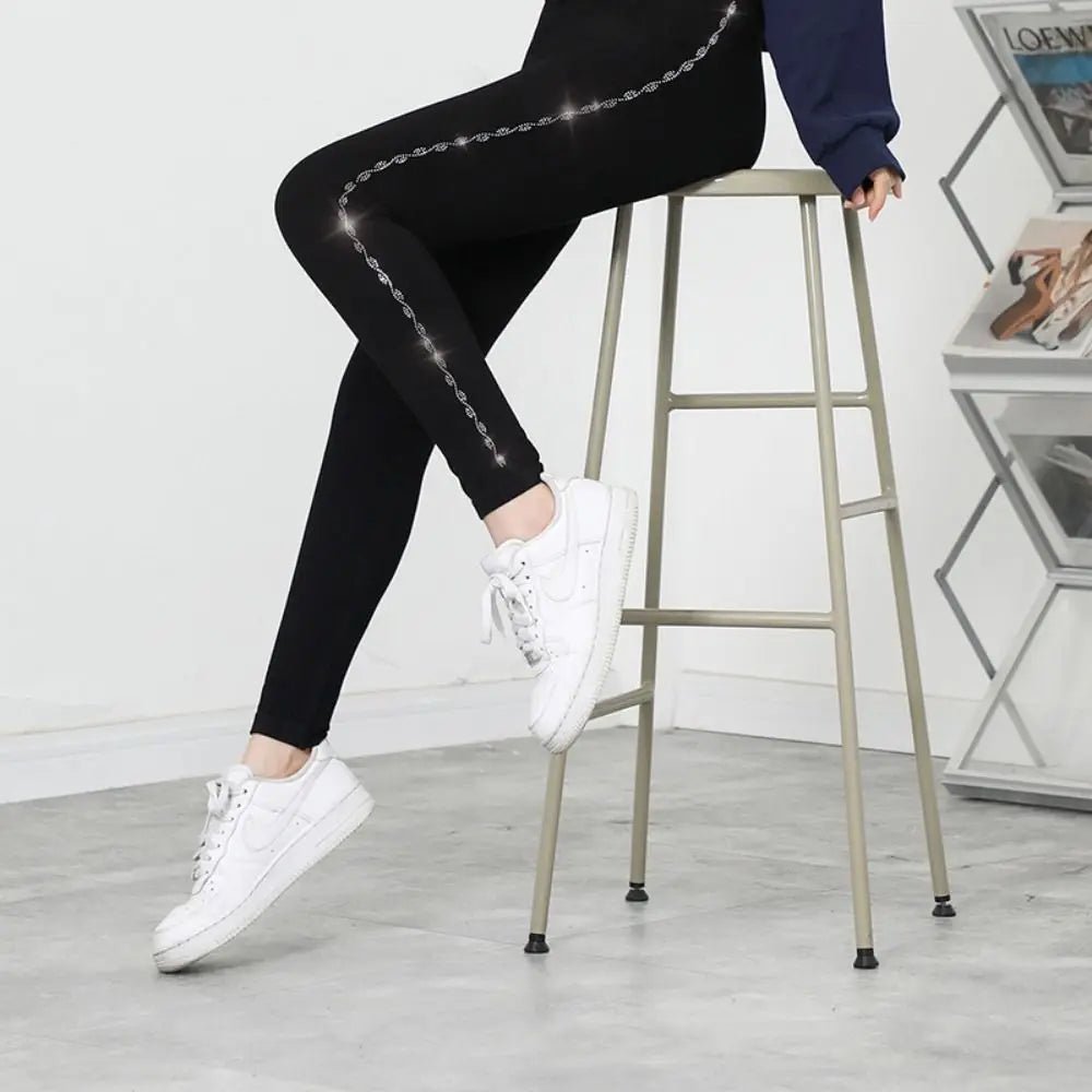 Bright Drill Glitter Leggings High Waist Super Elastic Diamonds Glitter Pants Thicken Harem Pants Leisure Glitter Pant Office - Chrissy's Eye