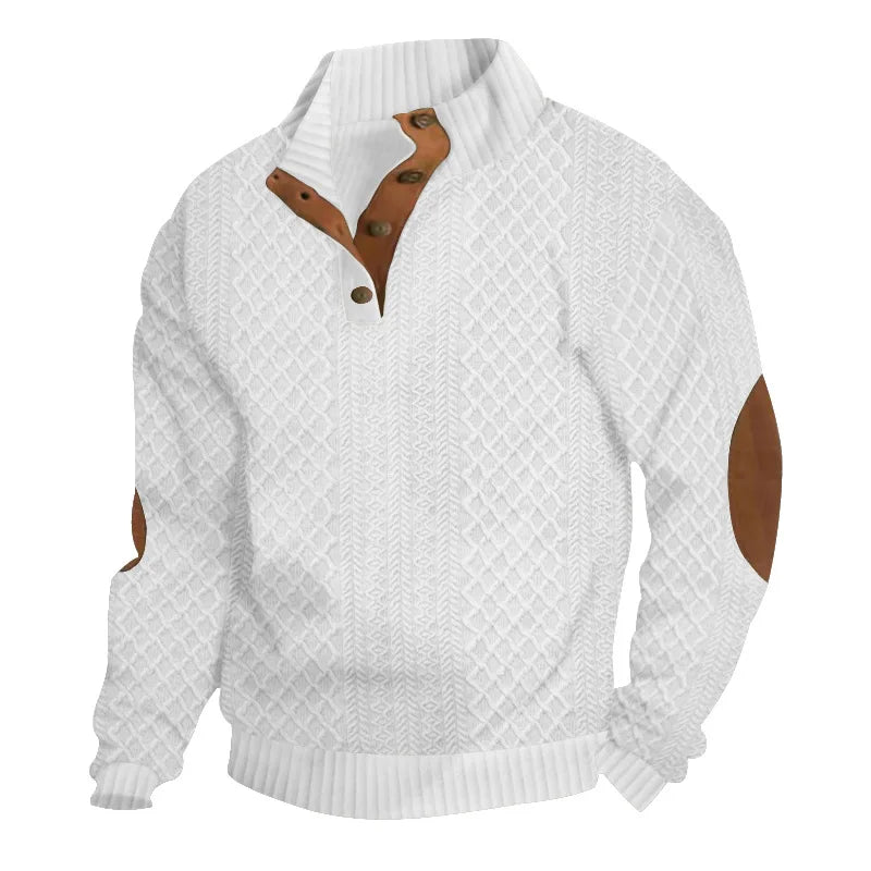 2024 cross-border hot-selling autumn and winter men's casual stand-up collar long-sleeved jacquard knitted pullover sweater - Chrissy's Eye