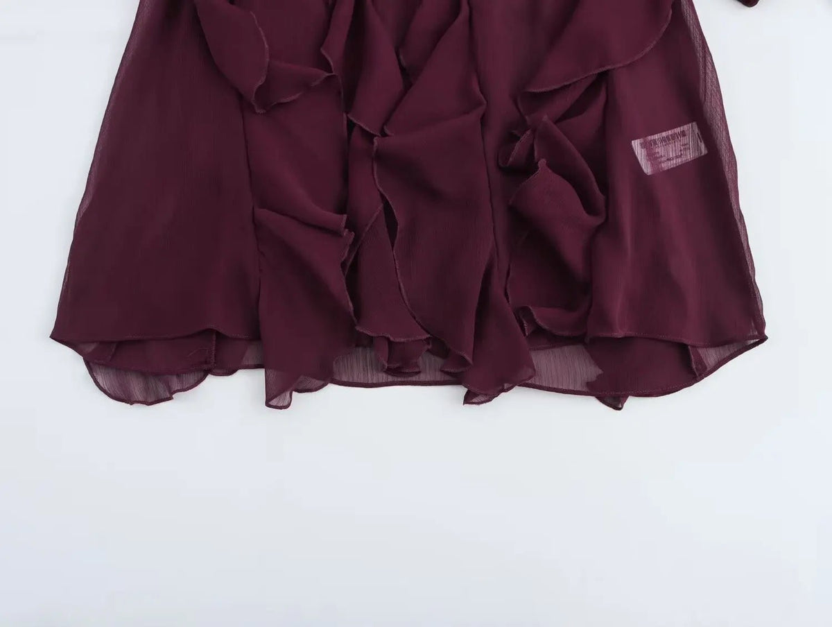 2026 Summer Chic Women's Elegant Loose Long Sleeve Layered Shirts Office Lady Vintage V-neck Translucent Tierred Ruffles Blouses - Chrissy's Eye