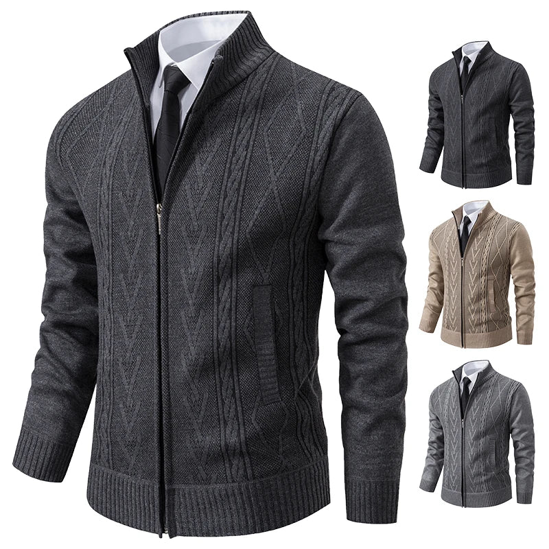 2023 autumn and winter new cashmere padded warm casual men's knitted sweater coat - Chrissy's Eye