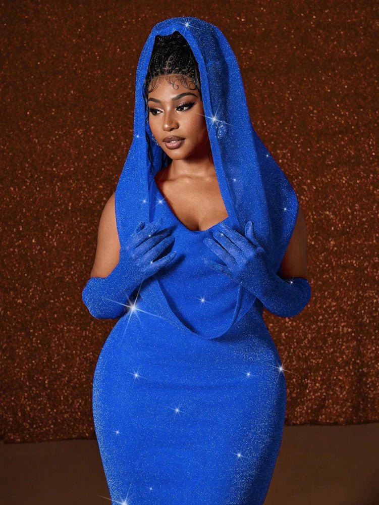 Plus Size Hat Sexy Waistband Hot Gold Fish Tail Swing Long Solid Colour Fishtail Slim Package Hip Dress Hooded - Chrissy's Eye