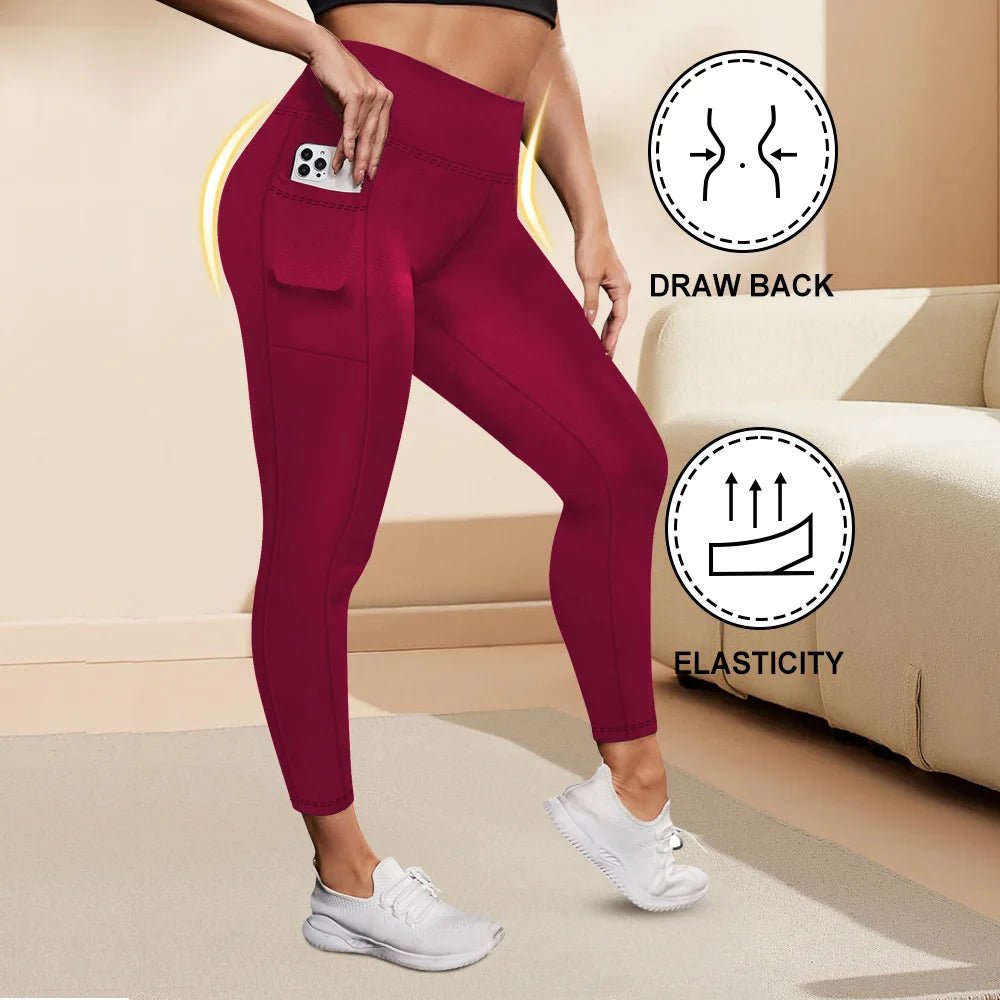 Women's High-Waisted Yoga Pants Plus Size Butt-Lifting Workout Leggings with Pockets Elastic Activewear for Gym & Running - Chrissy's Eye