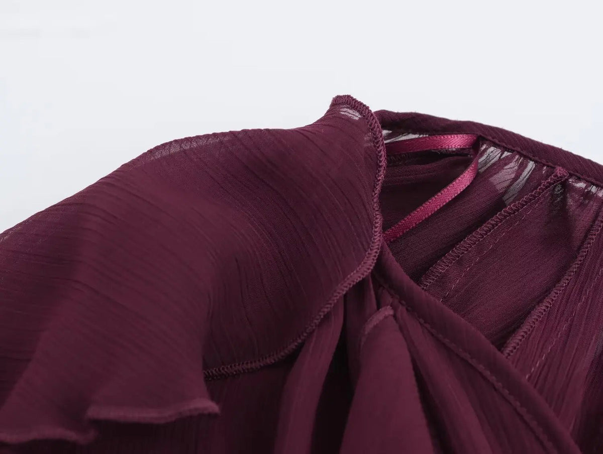 2026 Summer Chic Women's Elegant Loose Long Sleeve Layered Shirts Office Lady Vintage V-neck Translucent Tierred Ruffles Blouses - Chrissy's Eye