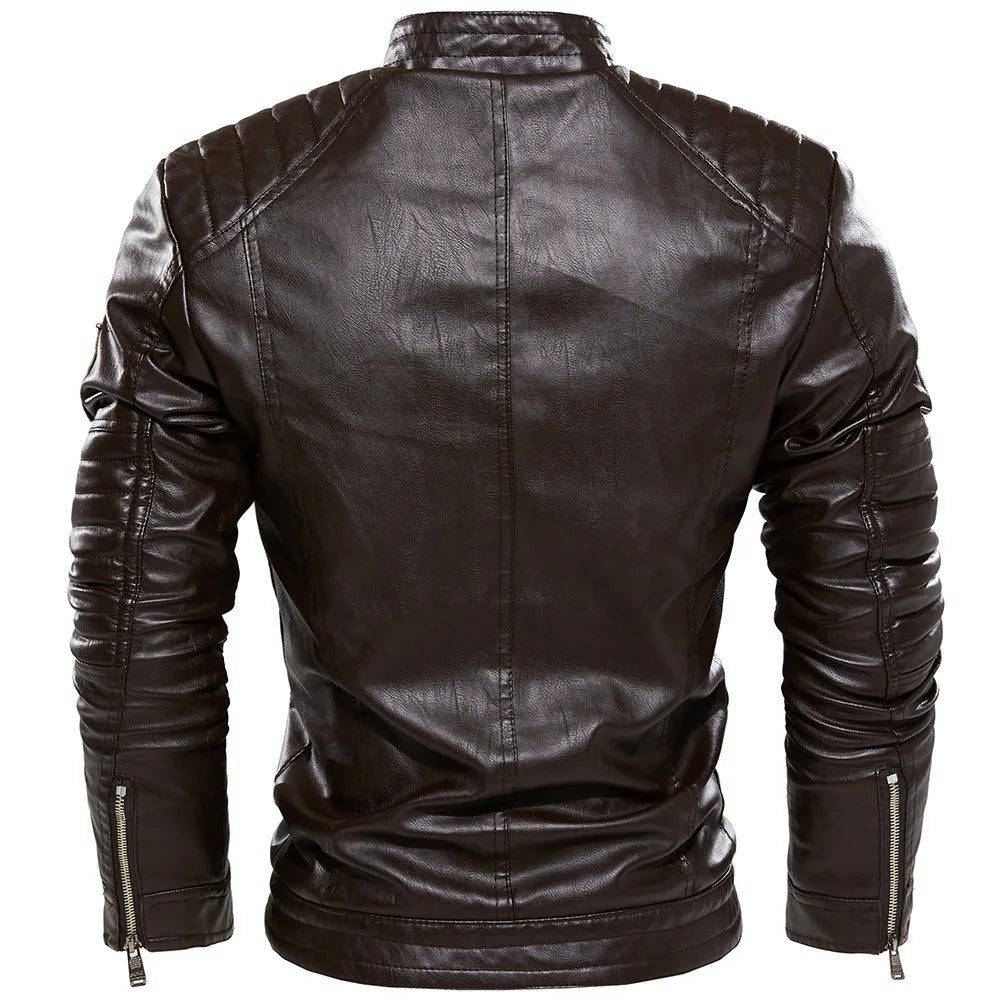 Men's Slim-Fit Faux-Leather Zip-Up Jacket - Chrissy's Eye