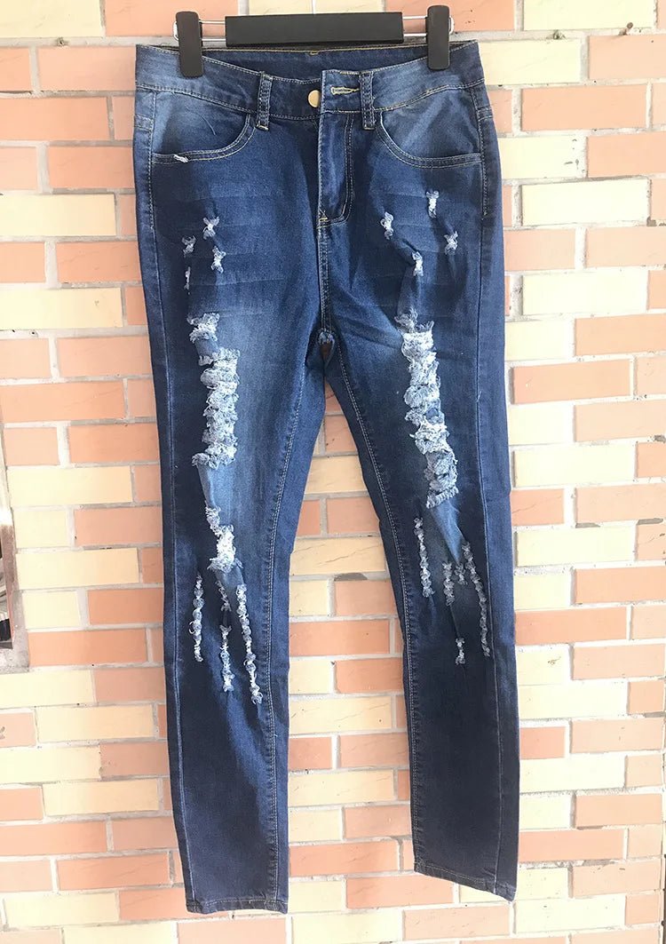 HOLE Denim Women's High Waist Ripped Jeans Skinny-Jeans - Chrissy's Eye