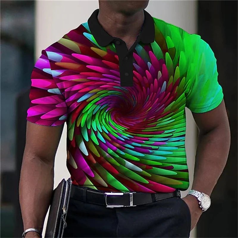 Summer Men's Collar Polo Shirt Golf Optical Illusion 3d Print Street Short Sleeves Print Clothing Designer Breathable Shirts - Chrissy's Eye