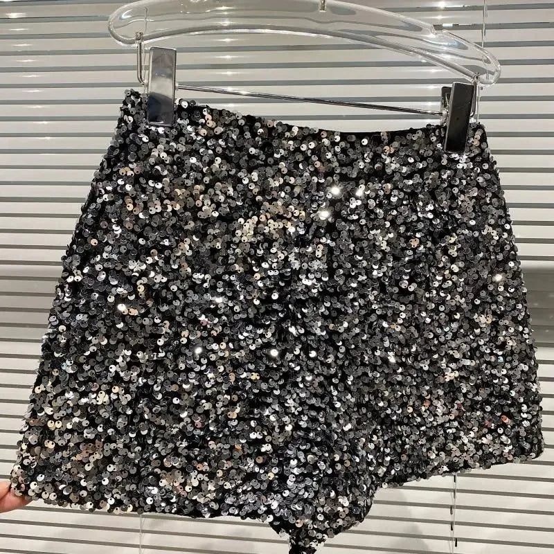 New Autumn Black Velvet Shorts Women Sequined Shiny Versatile Short Pants Clubwear Shorts Hot Pants High Street - Chrissy's Eye