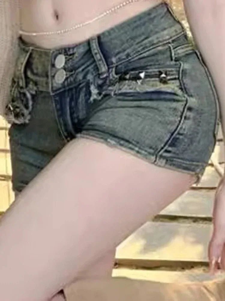 Women's Nostalgic blue retro-style jean shorts, new style hot pants - Chrissy's Eye