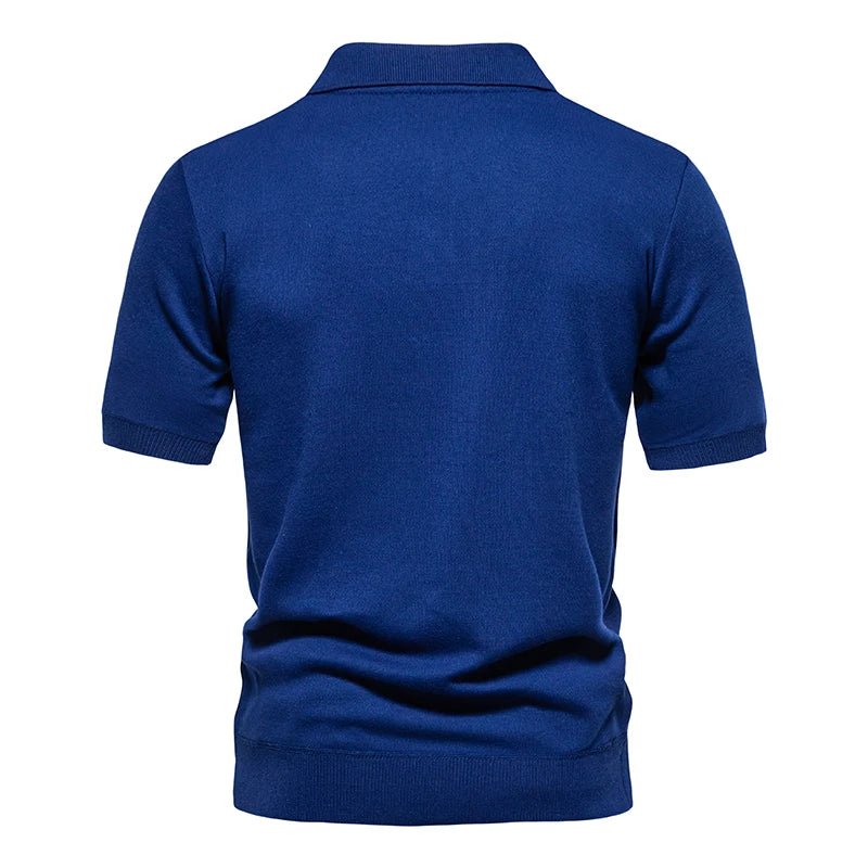 Mens Knit Polo Shirts Short Sleeve Textured Polo Shirt Casual Business Collared Button Shirts - Chrissy's Eye