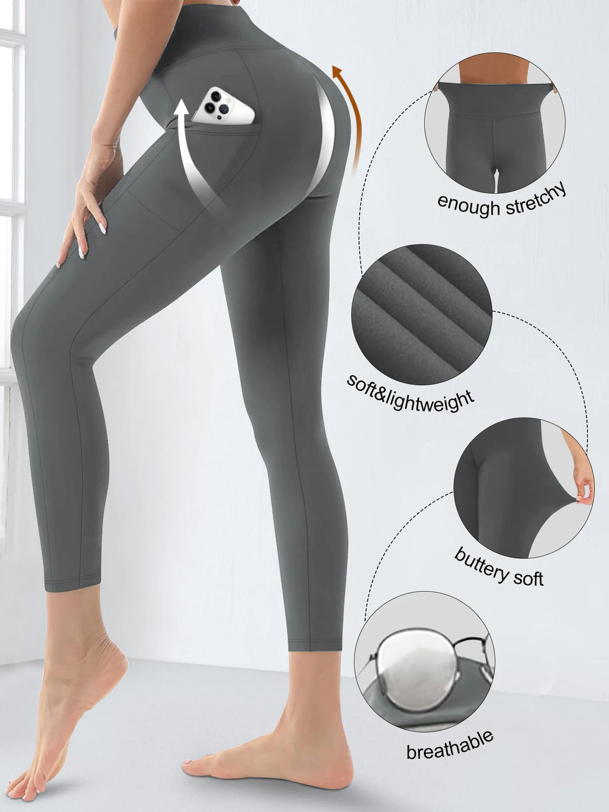 Women's High-Waisted Yoga Pants Plus Size Butt-Lifting Workout Leggings with Pockets Elastic Activewear for Gym & Running - Chrissy's Eye