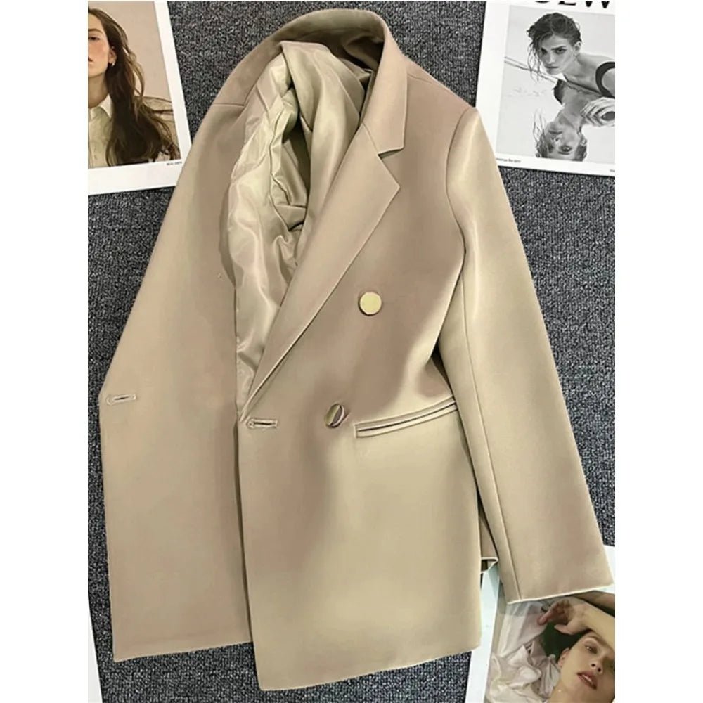 Women Suit Blazer Elegant Coat 2025 Spring Autumn Fashion Korean Blazer Luxury Double Breasted Jacket Solid Ladies Tops Clothes - Chrissy's Eye