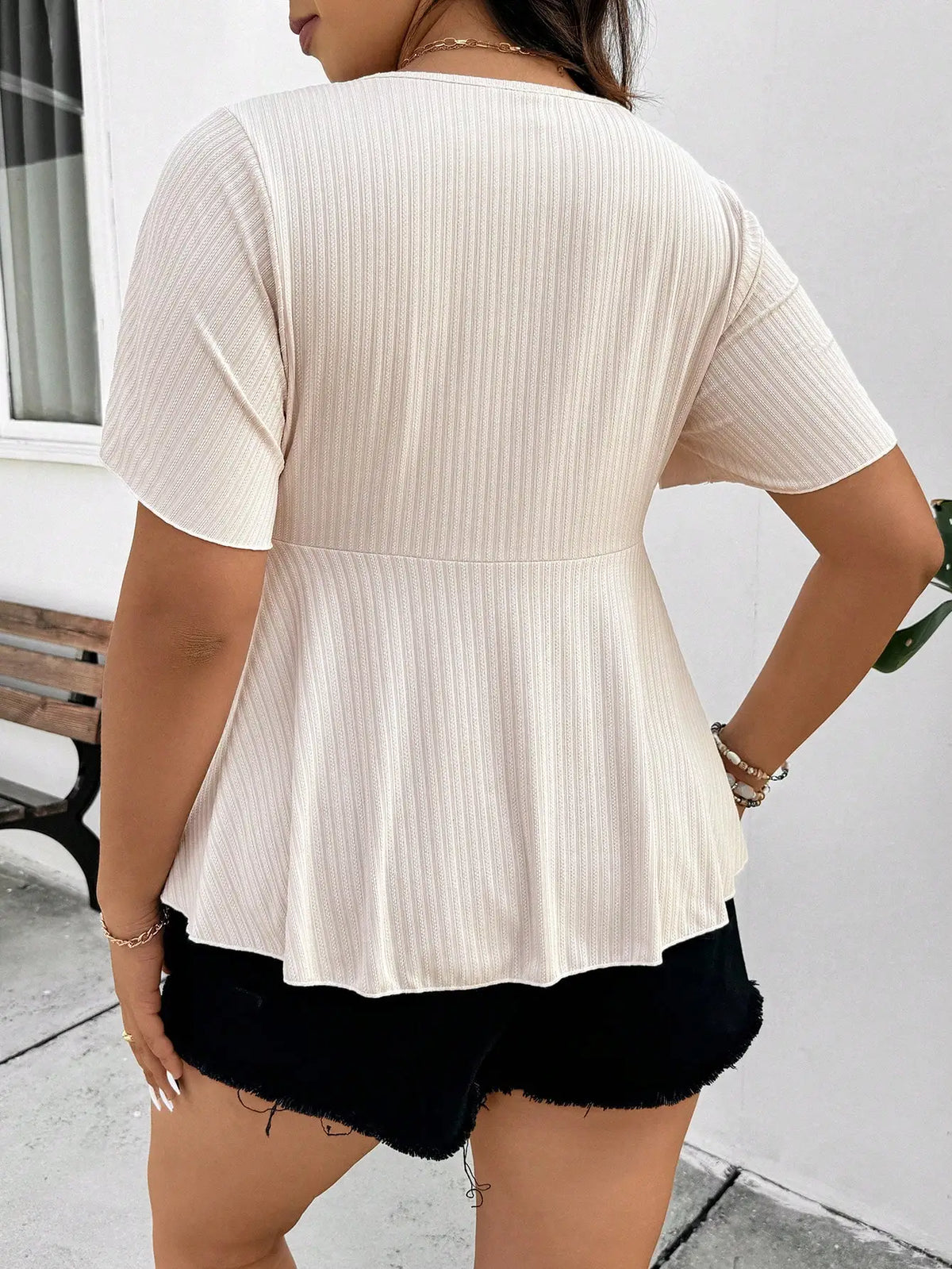 New women's fashion casual square neck short sleeve plus size women's top - Chrissy's Eye