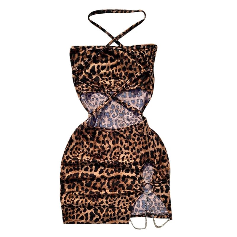 Fashionable Women's Sexy Leopard Print Mini Dress - Chrissy's Eye