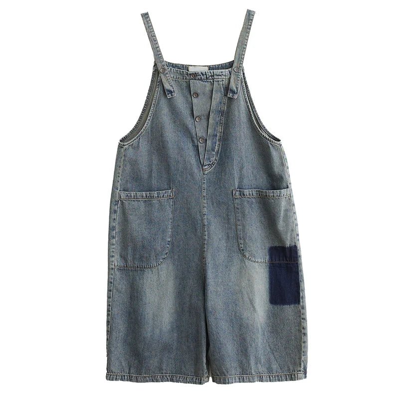 plus Size Denim Overalls Women's Summer New Sle High Waist ort Jeans Straight Leg Color Blo Five-Quarter Pants - Chrissy's Eye