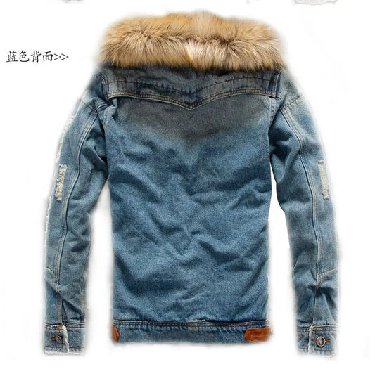 Men's Slim-Fit Stand-Collar Denim Jacket - Chrissy's Eye