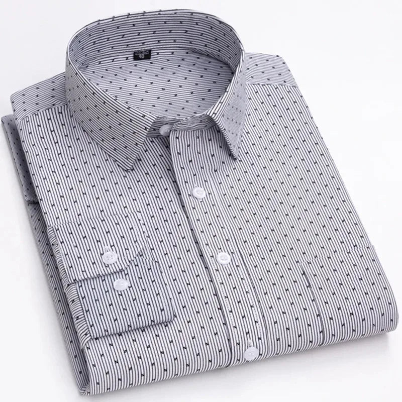 Men's Long Sleeve Shirt High-quality Fashion Casual Print Plaid Stripe Single Pocket - Chrissy's Eye