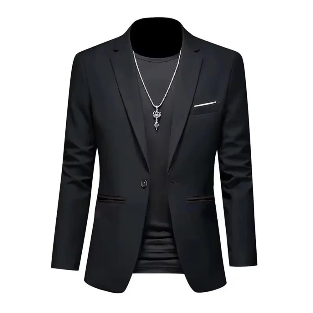Men's Trendy Leisure Boutique Suit Jacket Autumn Casual Business Slim Fit Non-ironing Single Button Suit Solid Formal Blouse - Chrissy's Eye
