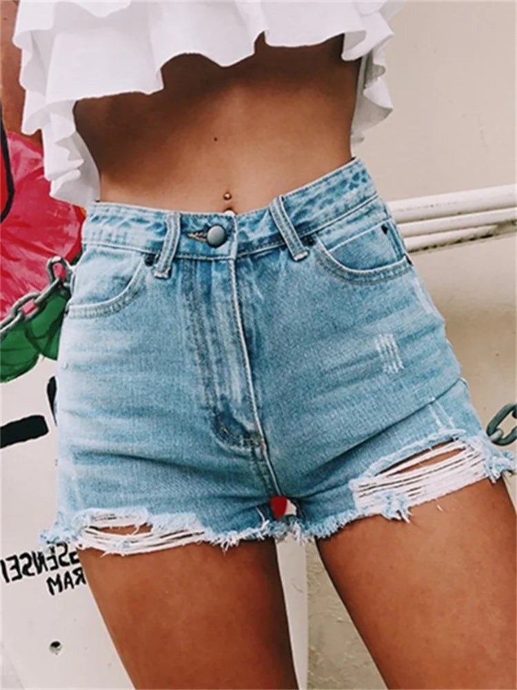 Women's Short Jeans High Waist Classic Holes Shorts Summer Casual Denim Short Pants - Chrissy's Eye