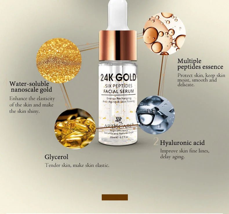 ARTISCARE Nicotinamide + Platinum + 24k Gold Six Peptides Serum 3pcs Moisturizing Smoothing Essence for Face Care - Chrissy's Eye