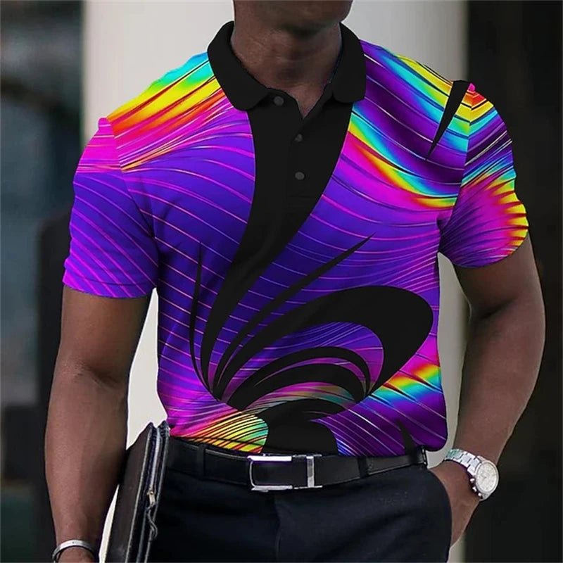 Summer Men's Collar Polo Shirt Golf Optical Illusion 3d Print Street Short Sleeves Print Clothing Designer Breathable Shirts - Chrissy's Eye