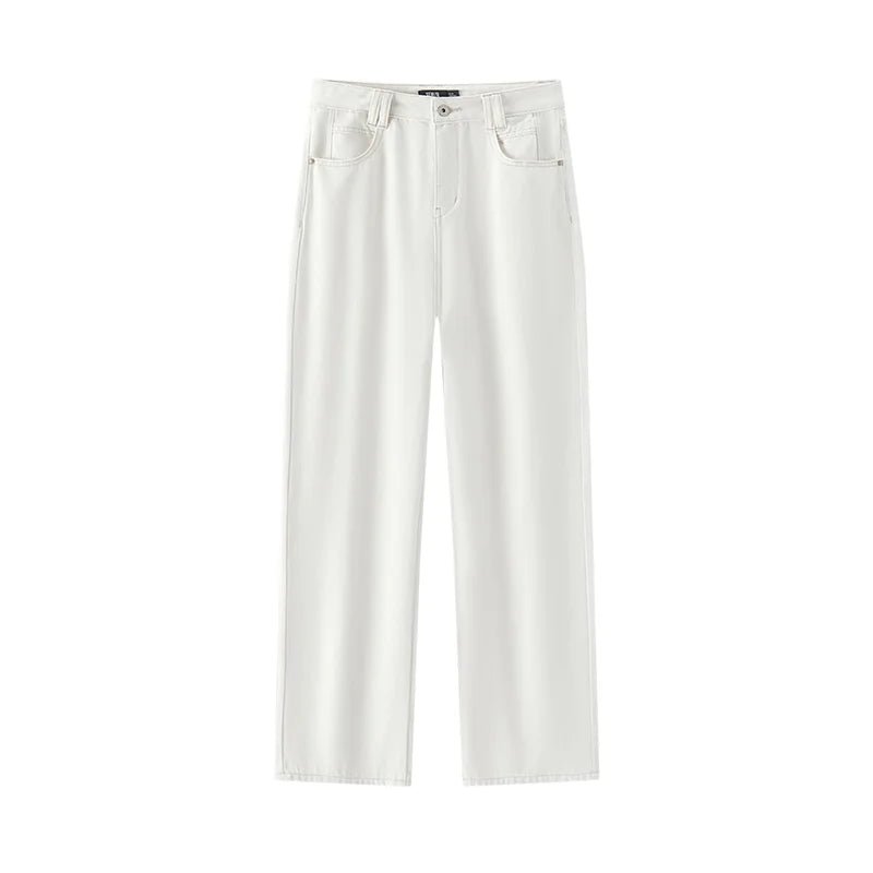 Semir Jeans Women Heightening Pure Cotton Long Trousers Autumn 2024 New Flesh-hiding Wide-leg Trousers - Chrissy's Eye