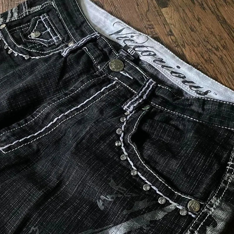 Embroidered Baggy Denim Shorts - Chrissy's Eye