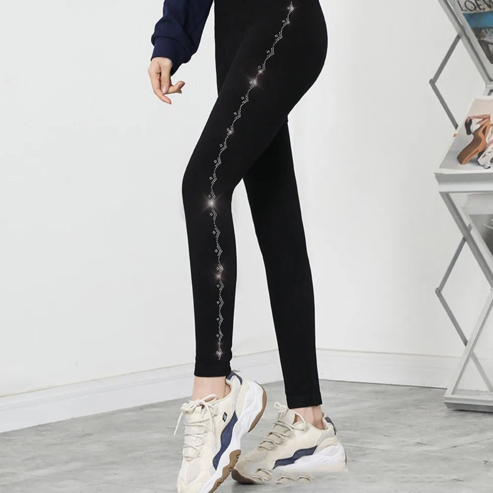 Bright Drill Glitter Leggings High Waist Super Elastic Diamonds Glitter Pants Thicken Harem Pants Leisure Glitter Pant Office - Chrissy's Eye