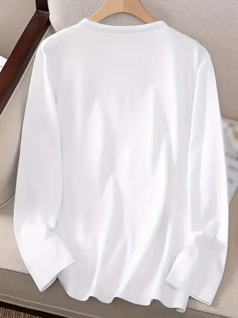 Graphic Print Long Sleeve T-Shirt Women'S Casual Long Sleeve T Shirt with "Perfectly Imperfect" Lettering Round Neck - Chrissy's Eye